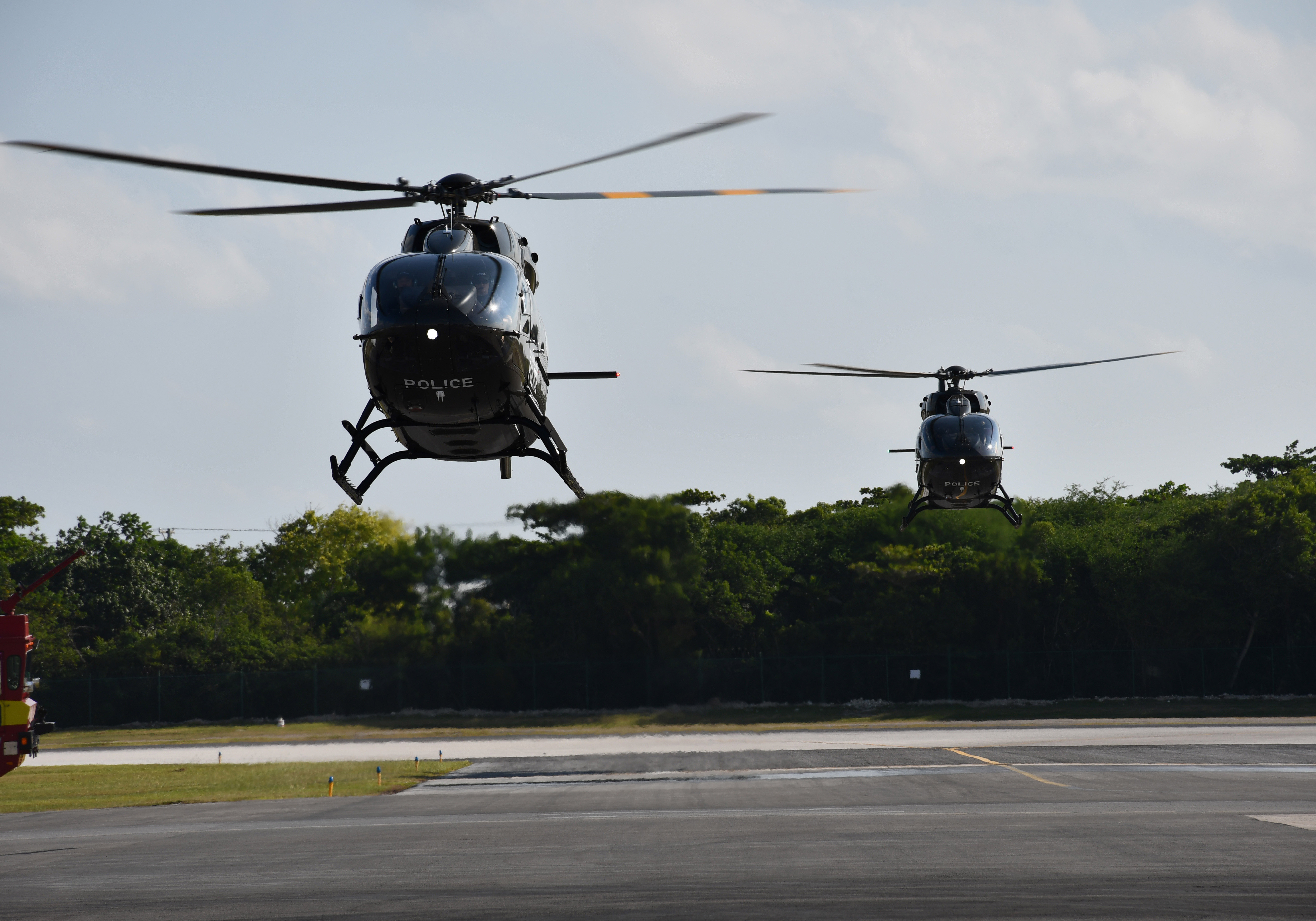 1. Two RCIPS helicopters fly in together